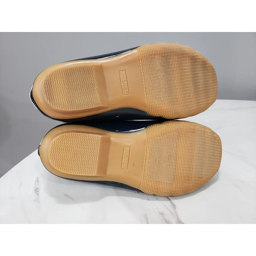 NEW NO BOX SZ 8 Sperry Saltwater Waterproof Duck Rain Boots Blue Brown Leather